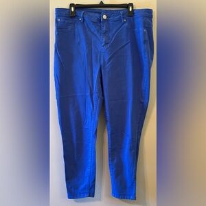 Blue Ankle-Length Women's Pants